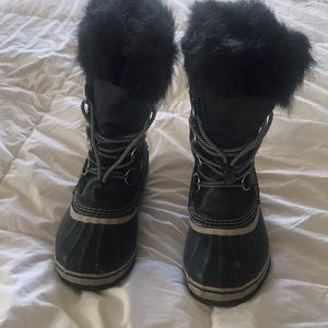 Sorel Kids Boots Black with Fur Trim